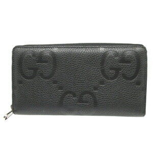 Gucci Jumbo GG Leather Black Round Zip Long Wallet